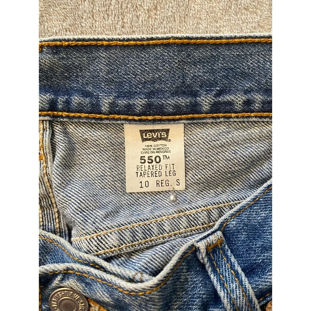 VTG Levi's Jeans Sz 10 S Faded Blue 550 Relaxed Fit Tapered Leg High Rise 90s‎